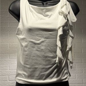 Gaze White‎ Ruffle Tank Top